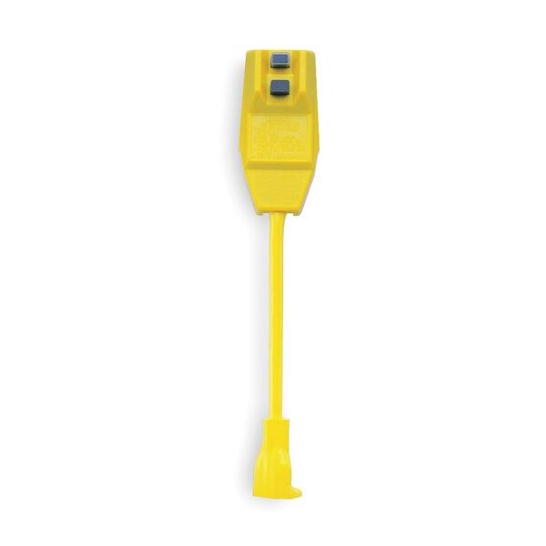 Power First Plug-In GFCI with Cord, 9", Ylw, 15A, 120VAC - 2XYR3