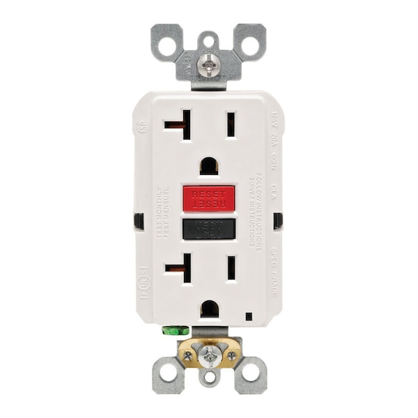 Leviton SmartlockPro 20 amperios 125 V Duplex Blanco Salida GFCI 5-20R 1 pieza - GFNT2-0RW