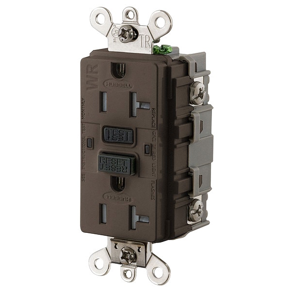Receptáculo GFCI Hubbell Wiring Device-Kellems, 20A, 125VAC, 5-20R, Café - GFSG5362