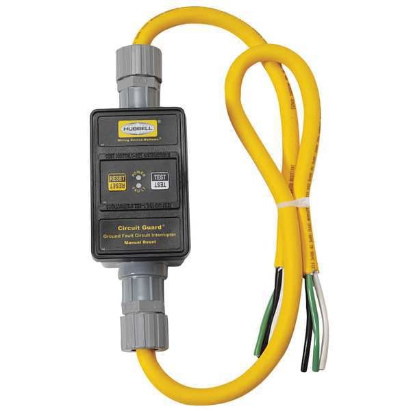 Hubbell Wiring Device-Kellems Cable de línea GFCI, 2 ft., Amarillo, 30A, NEMA 4X, 240V - GFPST2301
