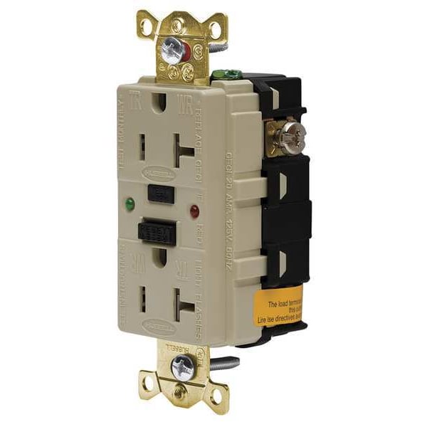Receptáculo GFCI Hubbell Wiring Device-Kellems, 20A, 125VAC, 5-20R, Marfil - GFSG5362I