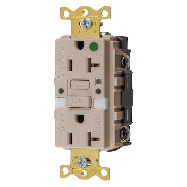 Receptáculo GFCI con luz nocturna AUTOGUARD® de grado hospitalario y servicio pesado, 20A, color almendra - GFRST83LANL