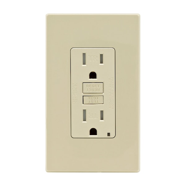 Leviton 15 amperios 125 V Salida/Placa de Pared Marfil 5-15R 1 paquete - GFTR1-0PI