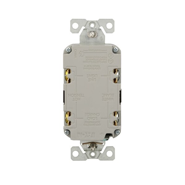 Eaton Wiring Devices Eaton GFCI Receptacle, 125 V, 15 A, NEMA: NEMA 5-15R, Back, Side Wiring, Brown - GF15B
