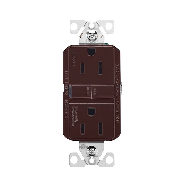 Eaton Wiring Devices Eaton GFCI Receptacle, 125 V, 15 A, NEMA: NEMA 5-15R, Back, Side Wiring, Brown - GF15B