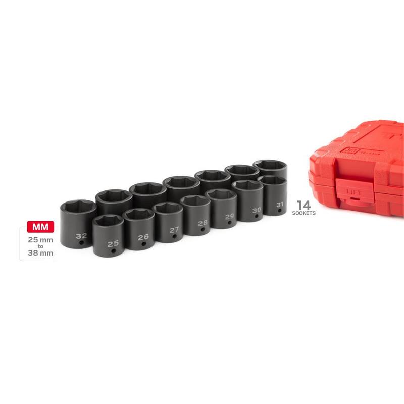 Set de 14 piezas de tubo de impacto de 25 mm a 38 mm de TEKTON de 1/2 pulgada de accionamiento de 6 puntos - SID92325