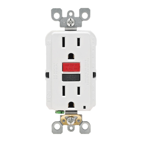 Leviton SmartlockPro Tomacorriente GFCI Blanco Dúplex de 15 amperios y 125 V 5-15R 1 paquete - GFNT1-0RW