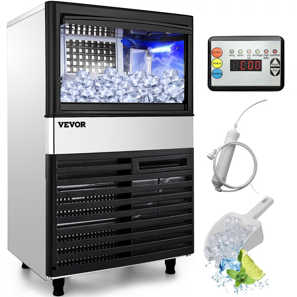 VEVOR Máquina de Hielo 235W Fabricador De Hielo Comercial Ube Fabricación Automática 50KG/110lbs - ZBJ40KGZNL80-4001V1