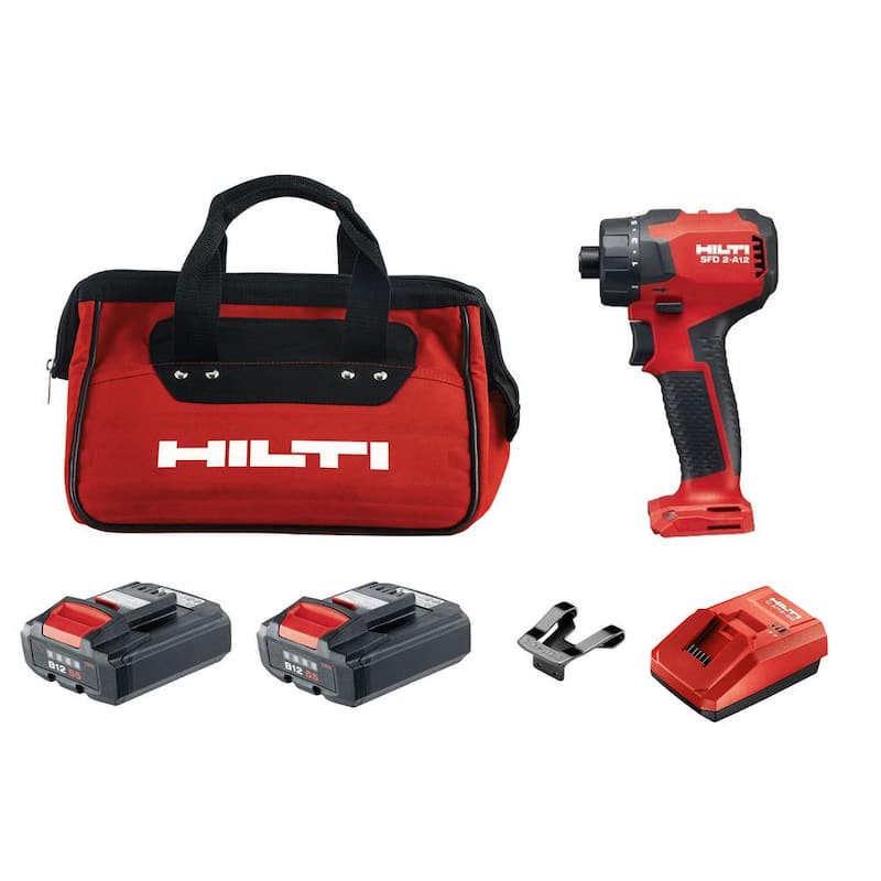 Hilti 12-Volt Lithium-Ion 1/4 in. Destornillador de Impacto Inalámbrico SFD 2-A Kit con Batería, Cargador y Bolsa - 3536725