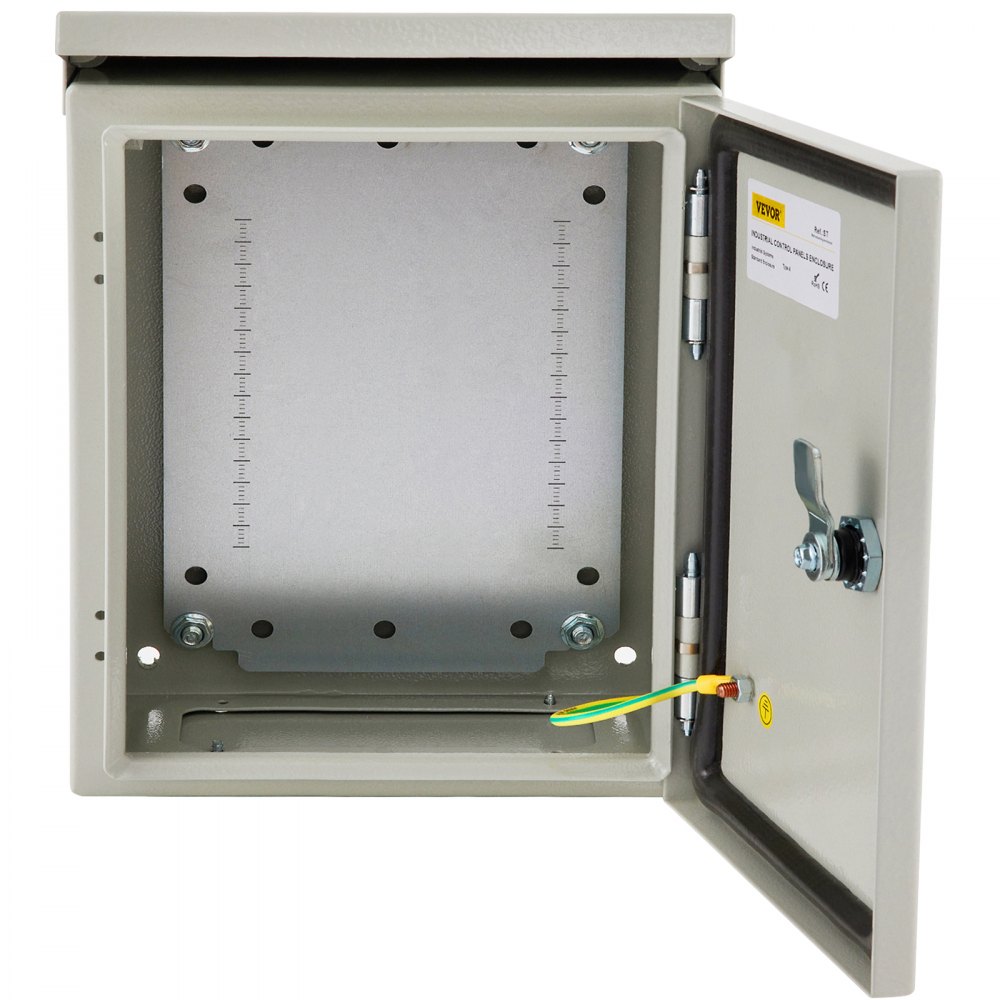 VEVOR Electrical Enclosure, 12x10x6", Tested to UL Standards NEMA 4 Outdoor Enclosure, IP65 Waterproof & Dustproof Cold-Rolled Carbon Steel Hinged Junction Box for Outdoor Indoor Use, with Rain H - TUL30X25X15CMJ41PV0