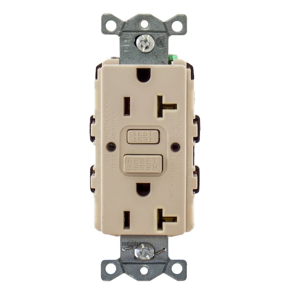 Receptáculo GFCI Hubbell Wiring Device-Kellems, Comercial, Marfil, 20A, 1 HP - GFRTR20I