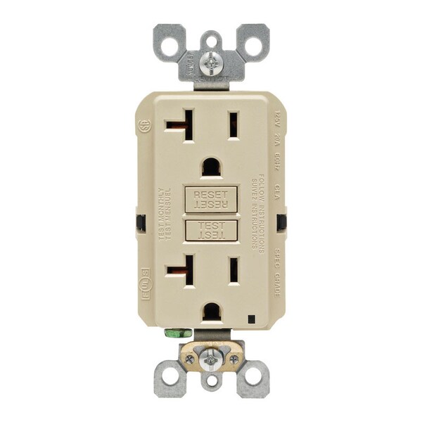 Leviton SmartlockPro 20 amperios 125 V Dúplex Marfil Salida GFCI 5-20R 1 pk - GFNT2-0KI