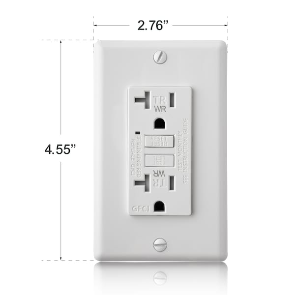 Tomacorriente GFCI de 20A TR WR con placa de pared, blanco - GLS-20ATRWR-WH