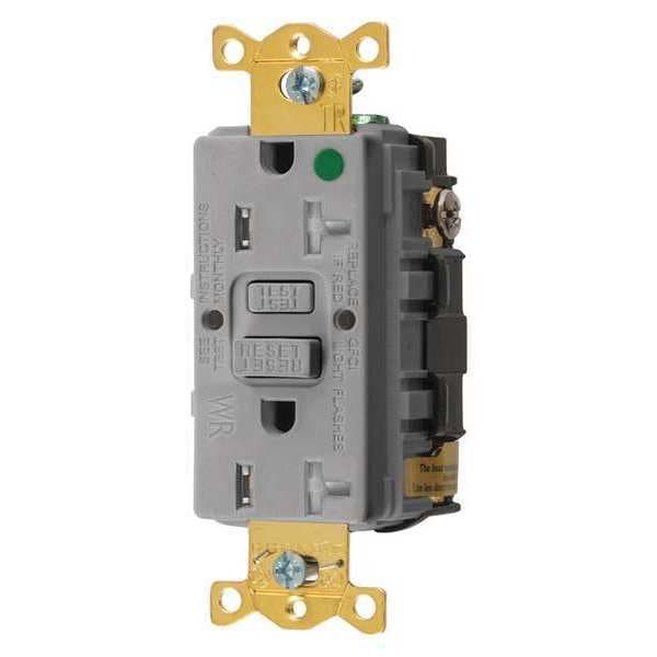 Receptáculo GFCI Hubbell Wiring Device-Kellems, 20A, 125VAC, 5-20R, Gris - GFRTW83GRY