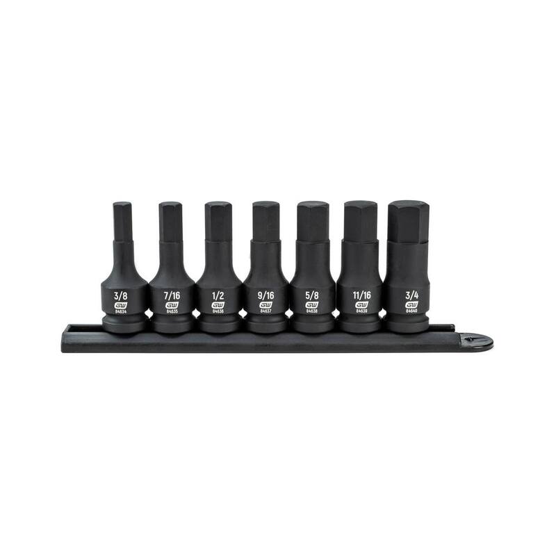 Set de llaves de impacto con bits hexagonales de 1/2 pulgadas en sistema SAE (7 piezas) - 84941
