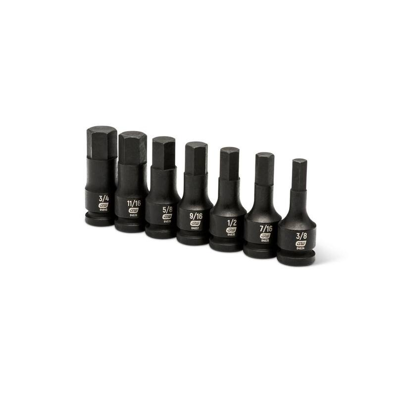 Set de llaves de impacto con bits hexagonales de 1/2 pulgadas en sistema SAE (7 piezas) - 84941