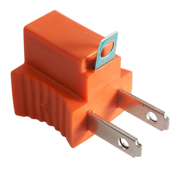 Adaptador de conexión a tierra polarizada de 3 clavijas NEMA 5-15R a 2 clavijas NEMA 1-15P de Electricidad Superior 125V 15A (naranja) - YGA10F