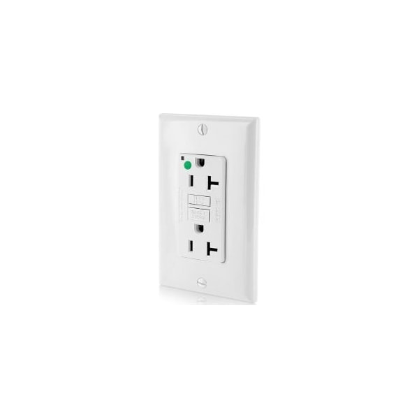 Leviton GFNT2-HGW 20A SmartlockPro Autoprueba Receptáculo GFCI de Grado Hospitalario, Blanco - GFNT2-HGW