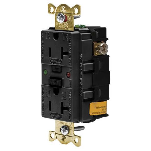 Receptáculo GFCI Hubbell Wiring Device-Kellems, 20A, 125VAC, 5-20R, Negro - GFSG5362BLK
