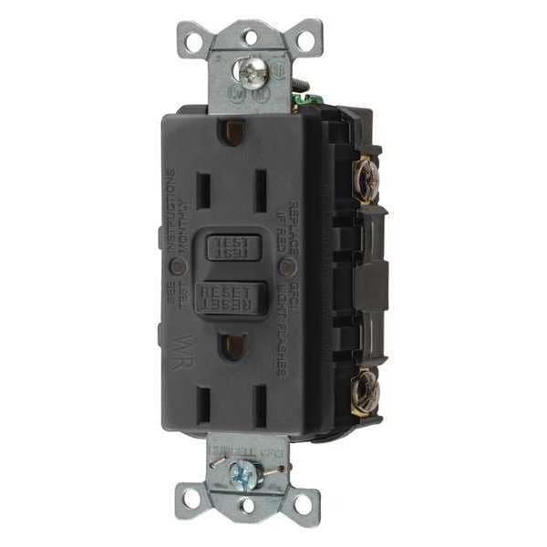 Receptáculo GFCI Hubbell Wiring Device-Kellems, Comercial, Negro, 15A, 0.5 HP - GFRWR15BLK