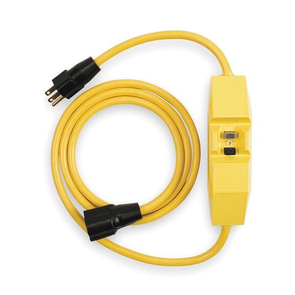 Cordón de línea GFCI Power First, 6 ft., Amarillo, 15A, 5-15P, 120V - 2XYR4