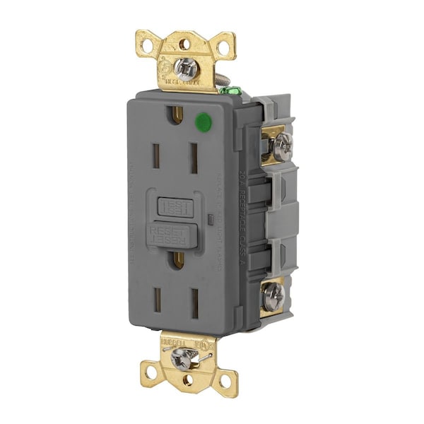 Receptáculo GFCI Bryant 15A 125VAC COMM HG GFR GRIS - GFR82GRY
