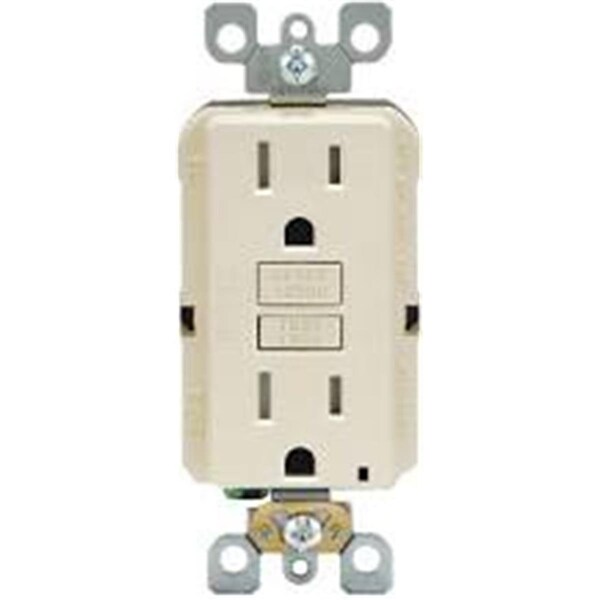 Tomacorriente GFCI Autoprueba con Luz Guía y Resistente a Manipulaciones 15Amp - Almendra Claro