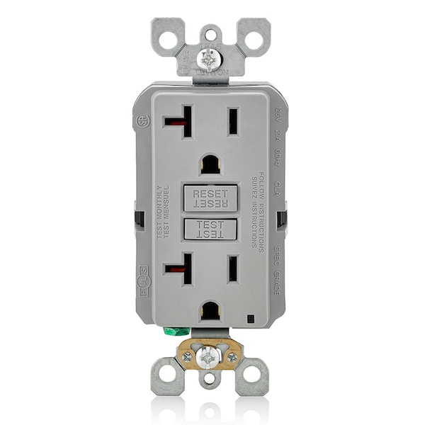 Receptáculo GFCI Leviton, 20A, 125Vac, 5-20R, Gris - GFNT2-GY