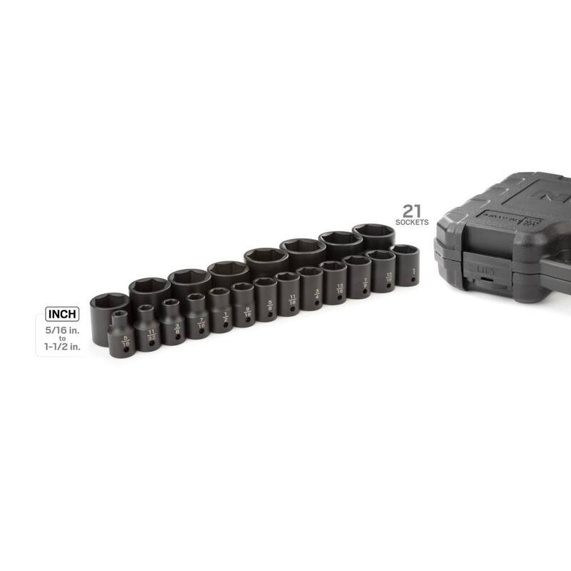 Juego de 21 piezas de dados de impacto de 6 puntos TEKTON de 1/2 pulgada (5/16 a 1-1/2 pulgada) - SID92302