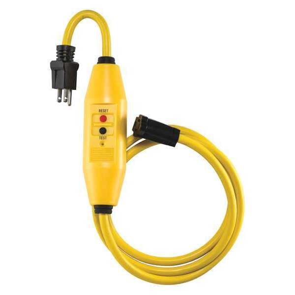 Power First Linea de Cable con GFCI, 6 pies, Amarillo, 15A, 5-15P, 125VAC - 11X426