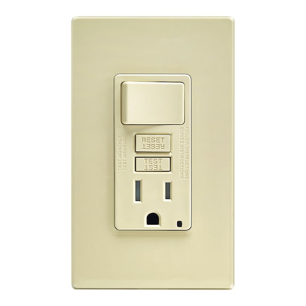 Tomacorriente inteligente Leviton SmartlockPro 15 amperios 125 V marfil GFCI Outlet 5-15R 1 paquete - C91-GFSW1-00I