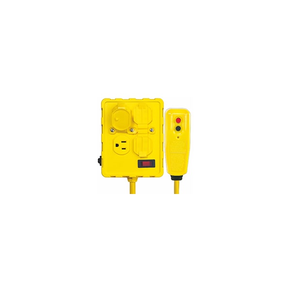Caja de salida cuádruple con protección GFCI y disyuntor de 15 amperios con reinicio automático - Tower Manufacturing 30434052