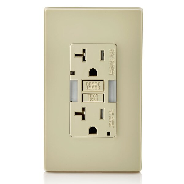 Receptáculo GFCI Leviton, 20A, 125Vac, 5-20R, Marfil - GFNL2-I