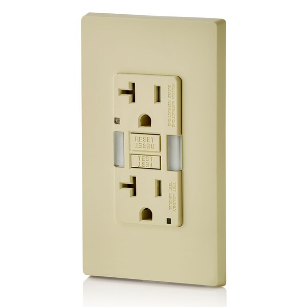 Receptáculo GFCI Leviton, 20A, 125Vac, 5-20R, Marfil - GFNL2-I