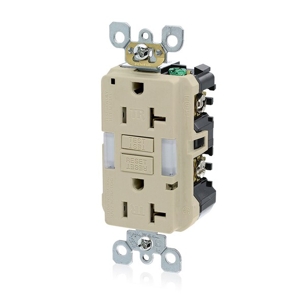 Receptáculo GFCI Leviton, 20A, 125Vac, 5-20R, Marfil - GFNL2-I