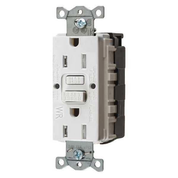 Receptáculo GFCI Hubbell Wiring Device-Kellems, Comercial, Blanco, 15A, 0.5 HP - SNAPGFTW15W