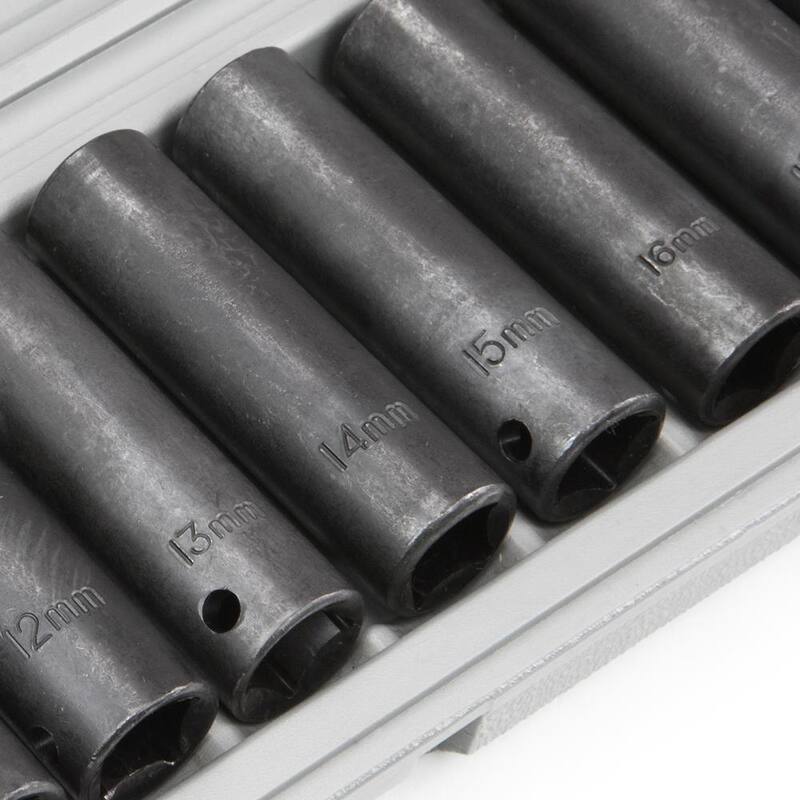 Juego de 12 piezas de sockets de impacto profundos métricos de 1/2 pulgadas con estuche (35701-H) de XtremepowerUS.