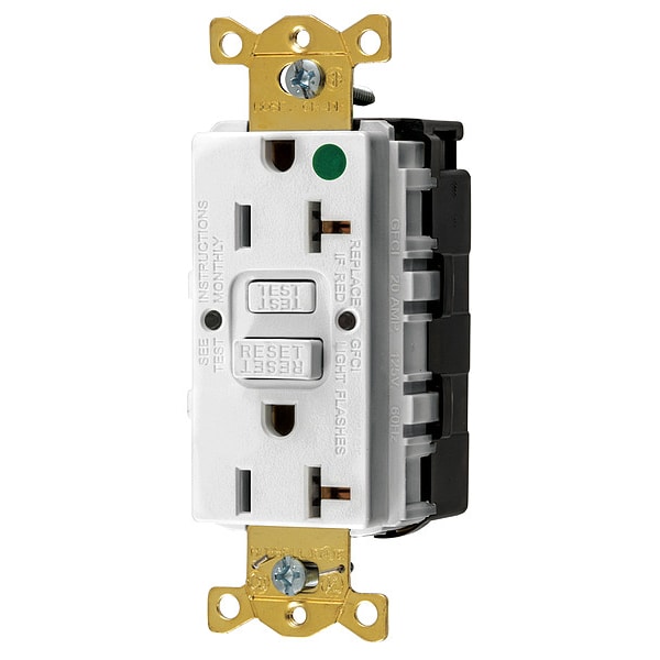 Receptáculo GFCI Hubbell Wiring Device-Kellems, Hospital, Blanco, 20A, 1 HP - SNAPGF83W