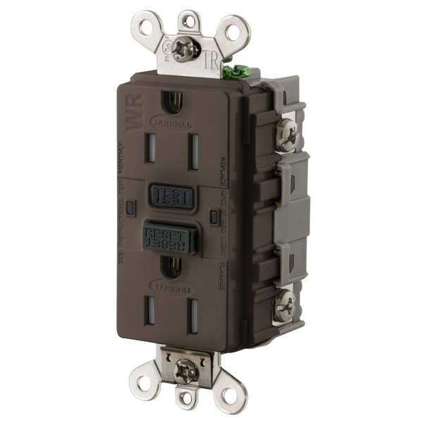 Receptáculo GFCI Hubbell Wiring Device-Kellems, 15A, 125VAC, 5-15R, Marrón - GFSG5262