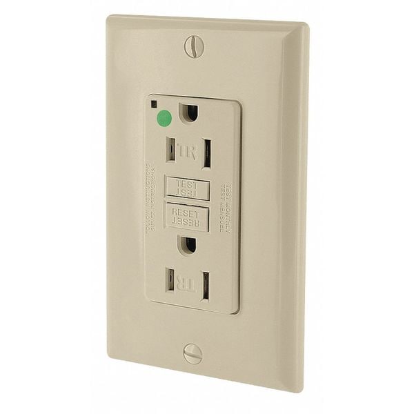 Receptáculo Leviton, Marfil, 15 A, GFCI, 2P3W, con Botón de Restablecimiento, 1 Paquete - GFTR1-HGI