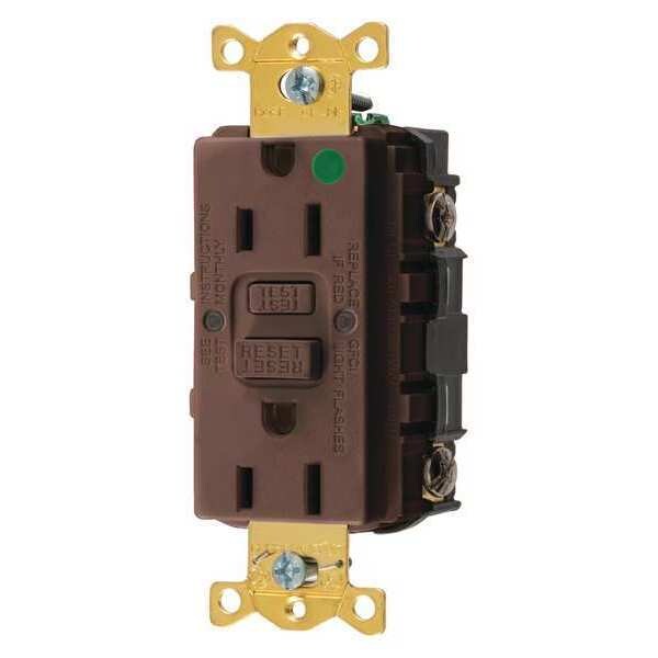 Receptáculo GFCI Hubbell Wiring Device-Kellems, 15A, 125VAC, 5-15R, café - GFR82