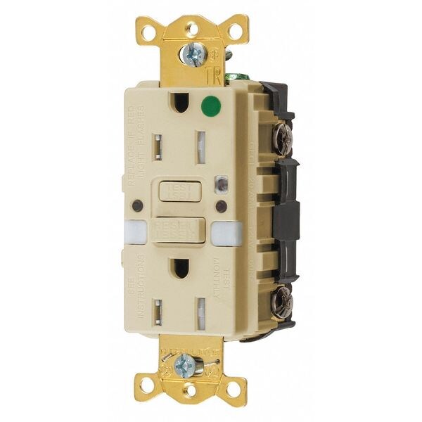Receptáculo GFCI Hubbell Wiring Device-Kellems, Hospitalario, Marfil, 15A, 0.5 HP - GFTRST82INL