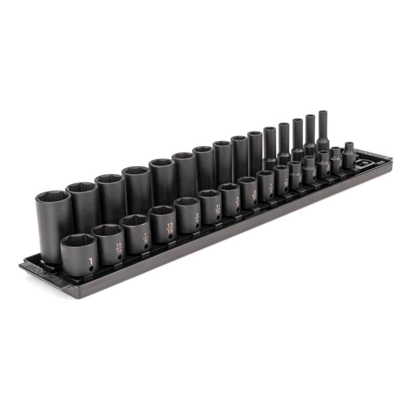 Set de dados de impacto de 6 puntos de 3/8 de pulgada TEKTON (30 piezas) (1/4-1 pulgada) con rieles - SID91210