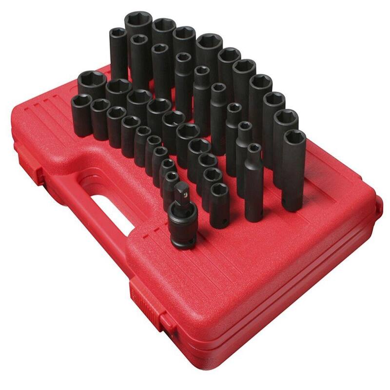 Juego de dados de impacto Sunex Tools de 1/2 pulgadas, métricos estándar y profundos (39 piezas) - SUN2669
