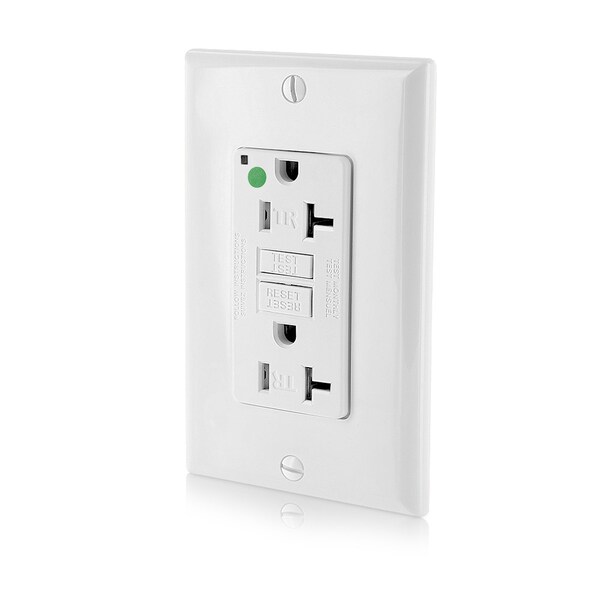 Tomacorriente con interruptor de falla a tierra (GFCI), 20A, 125Vac, 5-20R, Blanco - GFTR2-HGW