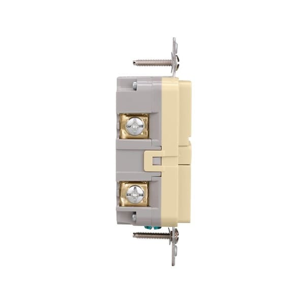 Eaton Receptáculo GFCI resistente a manipulaciones, 125 V, 20 A, NEMA: NEMA 5-20R, Cableado trasero y lateral, Marfil - TRGF20V