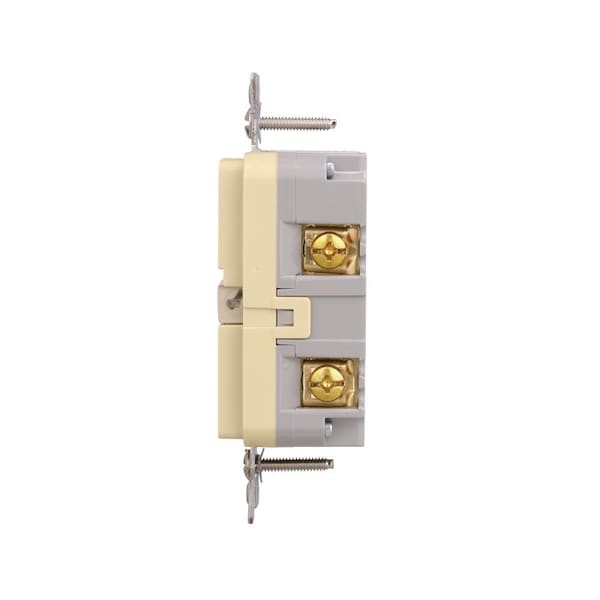 Eaton Receptáculo GFCI resistente a manipulaciones, 125 V, 20 A, NEMA: NEMA 5-20R, Cableado trasero y lateral, Marfil - TRGF20V