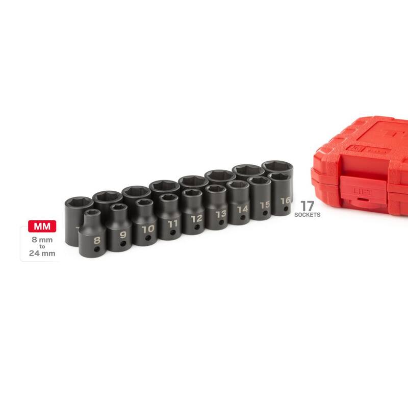 Juego de 17 piezas de puntas de impacto TEKTON de 1/2 pulg. 6 puntos (8 mm - 24 mm) - SID92321