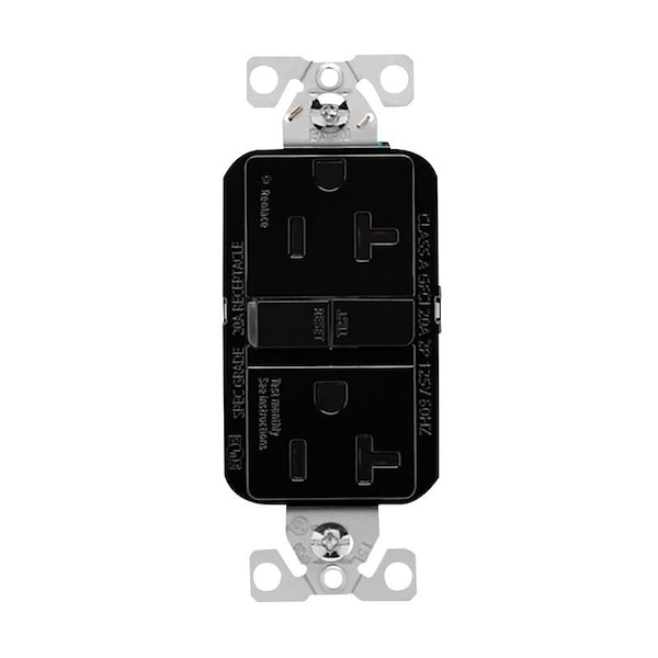 Toma de corriente Eaton GFCI, 125 V, 20 A, NEMA: NEMA 5-20R, con cableado posterior y lateral, color negro - GF20BK