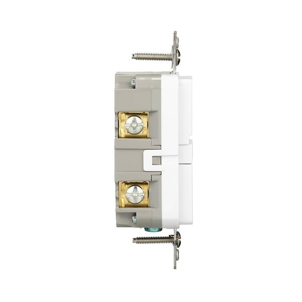 Receptáculo GFCI resistente a la manipulación Eaton-WP, 125 V, 15 A, NEMA 5-15R, cableado trasero y lateral, blanco - TRGF15W